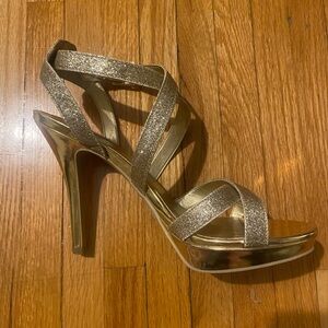 Gold formal high heels, size 9.5